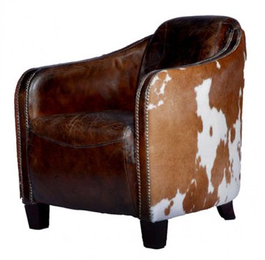 Clubsessel Flair Vintage-Leder Kuhfell Echtleder Sessel Vintage Cigar Dunkelbraun