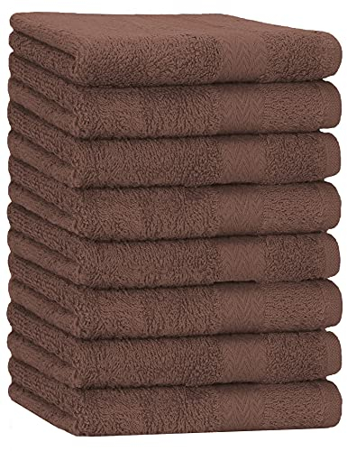 Betz 8 Stück Handtücher Set Größe 50 x 100 cm Handtuch Premium 100% Baumwolle Farbe nuss