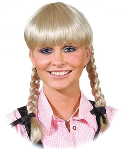 Perücke Lena Langhaar mit Pony Zöpfe bayrische Zopfperücke (Blond)