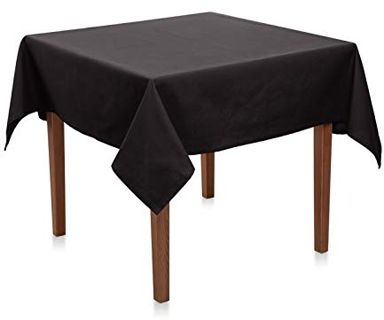 Tischdecke Uni Polyester - Einfarbig, Pflegeleicht, Bügelfrei, Tischtuch, Tischwäsche, Privat, Restaurant, Hotel, Handgefertigt, Made in Europa (Schwarz, 80x80 cm)