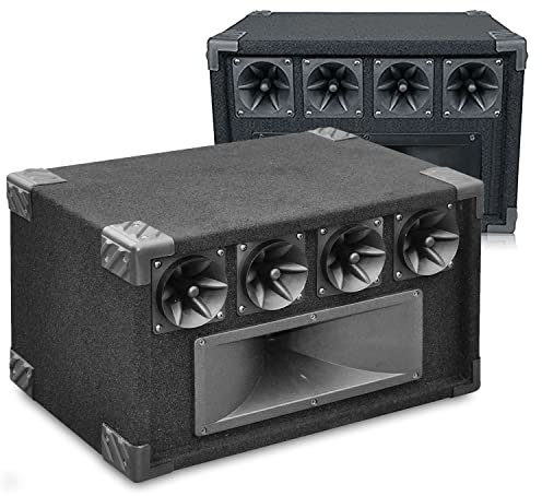 SoundLAB Pair of 5-Way Tweeter Speaker Systems 800W – PA DJ Disco Speakers with Piezo Drivers & Midrange Horns, Black Carpet Cabinets (2 x 400W Speakers Included)