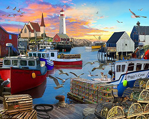 Vermont Christmas Company Fishing Cove Jigsaw Puzzle 1000 Piece 30 x 24 - Large Interlocking Pieces - Unique, Randomly Shaped Piece - Puzzle for Adults