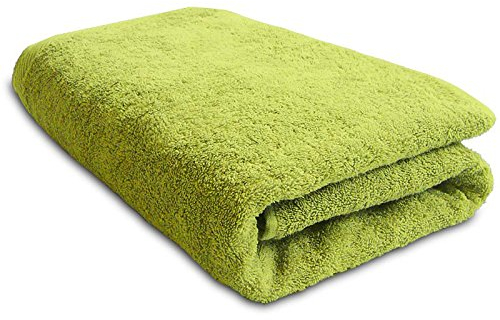 Lanudo® Luxus Duschtuch 600g/m² Pure Line 70x140 mit Bordüre. 100% feinste Frottier Baumwolle in höchster Qualität, Dusch-Handtuch, Badetuch, Badelaken. Farbe: Lime/Limone