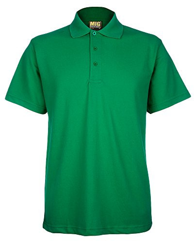 Mens Active Pique Polo T Shirts Sizes XS to 4XL in 8 Colours by MIG - Work Casual Sports Leisure (2XL - XXL, Kelly Green)