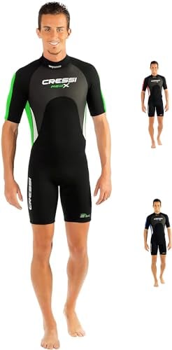 Cressi Herren Shorty Neoprenanzug Premium Neopren 2.5 mm, Schwarz/Limette/Silber, XS/1