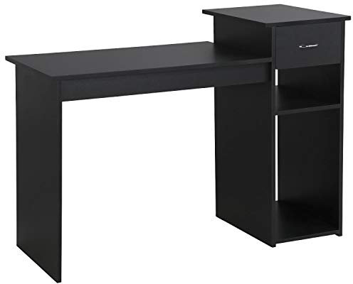 Yaheetech Scrivania per Computer Tavolo da Studio Porta PC Tavolo Porta Laptop Scrittoio con Cassetto Moderno Tavolo da Ufficio 112 x 50 x 82 cm Nera
