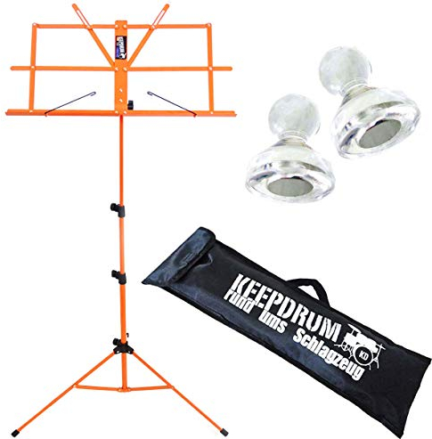 keepdrum MUS2OR Notenstaender Orange + Tasche + 2 Notenpult Magnete