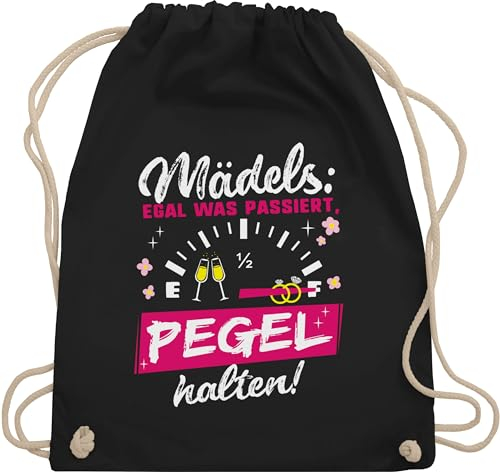 Turnbeutel Rucksack - JGA Junggesellenabschied Frauen - Mädels Egal was passiert Pegel halten - Unisize - Schwarz - team braut brauttaschen bachelorette party malle juterucksäcke apres ski