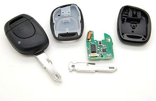 LAKAMODO Clé + électronique Vierge + Pile à Programmer Compatible pour Renault Clio 2, Kangoo, Master, Twingo