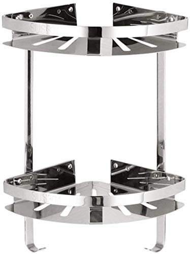 LBYLYH Badregal Dusche Caddy Eckbadewanne Adhesive Speicher-Organisator Basket Raum-Aluminium No Drilling 2 Tiers,B
