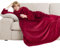 Bedsure Wearable Blanket with Sleeves Women - Warm Fleece Blanket as Gifts for Her, Cozy & Soft Birthday Gifts for Men Adults, Red, 150 x 200 cm