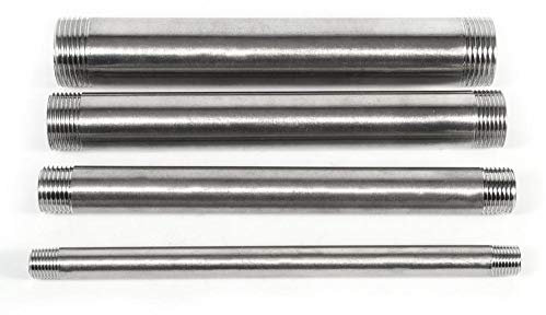 Raccordo per tubo filettato maschio x maschio in acciaio inossidabile SS304 1 pezzo, 200 mm BSP 1/4 1/2 3/4 1 per tubi di collegamento del flusso(DN25*200mm=1)