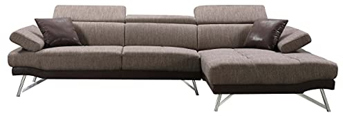 Mendler Sofa HWC-H92, Couch Ecksofa L-Form 3-Sitzer, Liegefläche 300cm - rechts, braun