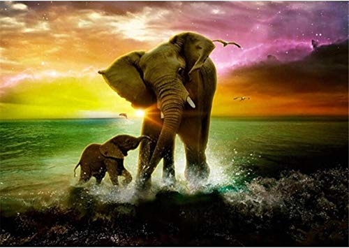Puzzle 3000 Teile für Erwachsene,Zwei Elefanten am Meer Puzzles Geschicklichkeitsspiel für die Ganze Familie, Landschaf Puzzle Schwer Dekompressionder Erwachsenenpuzzle ab 14 Jahren-48.03x31.88 Zoll
