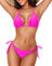 Holipick Zweiteiliges Triangel-Bikini-Set für Damen, String-Badeanzug, Neckholder-Top mit seitlicher Bindung, Bikinihose, neon pink, XL