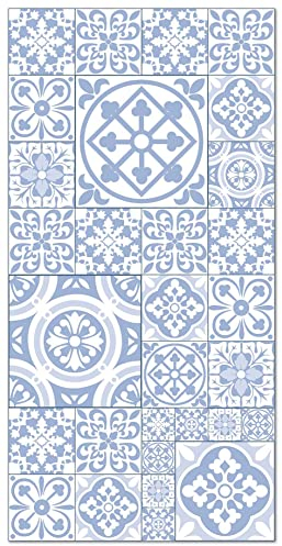 Panorama Alfombra Vinílica Cocina Baño - Varios Tamaños - (Hidráulica Talavera Azul 40x80 cm)