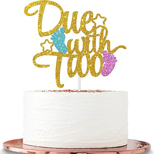 Halawawa Due with Two Cake Topper – Zwillinge Babyparty Party Dekoration – It's Twins, Twin Boys, Twin Girls Birthday Party Supplies – Twins 1st Birthday, Gender Reveal Party Kuchen Dekor