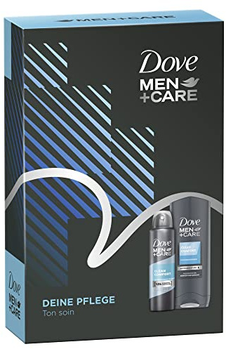 Dove Men+Care Geschenkbox Clean Comfort Pflegeset mit Duschgel und Deospray (250ml +150ml) 1 Stück