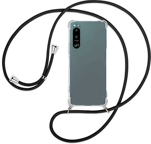 mtb more energy® Handykette kompatibel mit Sony Xperia 5 IV - schwarz - Smartphone Hülle zum Umhängen - Anti Shock Full TPU Case