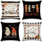 OCEUMACO Leinen Kissenbezug 50x50 Happy Halloween Kissenhülle 4er Set Sofakissen Dekokissen Bezug für Couch Schwarz Herbst Kürbis Muster Kissen Kissenbezüge Outdoor Deko Couchkissen Zierkissen