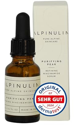ALPINULIN PURIFYING PEAK Niacinamide Serum 20ml Vegan - Pflegeserum gegen unreine Haut mit Niacinamid, Hyaluronsäure, Zinc PCA, Alpenrosen-Extrakt & Edelweiß-Extrakt