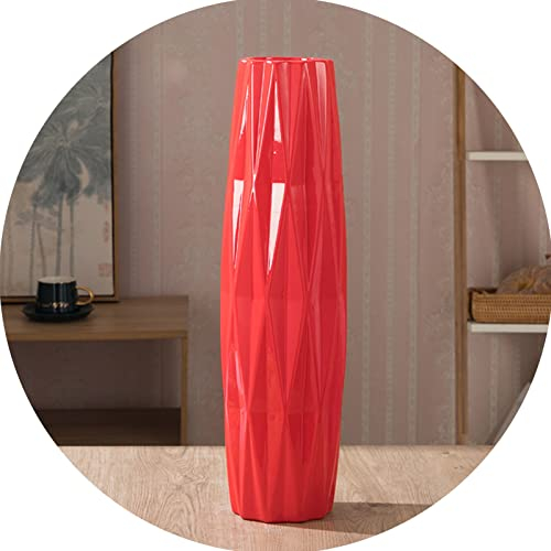 Rote keramische Blumenvase, große Bodenvase, für Moderne rustikale Heimdekoration Vase, Freunde und Familie, Weihnachten, Hochzeit (Color : Red, S : 16.5x60.5cm)