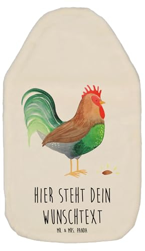 Mr. & Mrs. Panda Personalisierte Wärmflasche Hahn Korn - Personalisierte Geschenke, Personalisierter Wärmflaschenbezug, Henne, Natur, Eier,