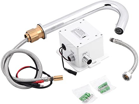Robinet D'évier de Salle de Bain Automatique sans Contact, Robinet d'eau à teur Infrarouge Automatique en Laiton Robinet de Salle de Bain Mains Libres avec Tuyau pour évier de