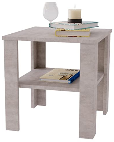 AKKE Lara Couchtisch für Wohnzimmer Beistelltisch Wohnzimmertisch Modern Quadratisch Sofatisch Kaffeetisch Deko Möbel für Wohnzimmer Wohnzimmertische Couchtische Beton 53x47x53cm