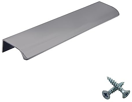 M4TEC Verdeckte Fingerzug-Griffe aus Metall Kantendesign Moderne Küchentürgriffe Schrankzuggriffe Schubladen-Ziehgriffe Schlafzimmer Bad Möbelgriffe. Serie VD3: 64 mm BA Chrom Poliert