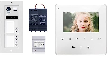 Schick ® Video Türsprechanlage Komplettset 6 Familienhaus, Edelstahl, Unterputz, 4,3 Monitore, 2Draht Bus (Online & Livesuport)