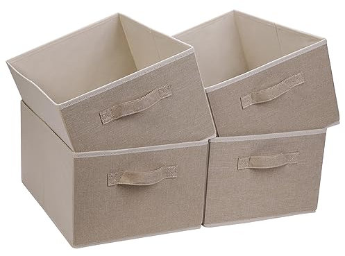 BOMKEE 4 Piece Clothes Collapsible Sorage Bins, Wardrobe Storage Organiser Drawers Fabric Storage Boxes with Handles for Toys, Clothes