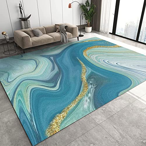 Blauer Wassermarmor Teppiche Gegend, Türkis Abstrakt Waschmaschinenfest Große Teppiche für Wohnzimmer, Schlafzimmer, Kinderzimmer, Büro, etc 180 x 280cm