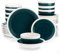 vancasso Ori Dinner Set for 8, Stoneware Dinner Sets Handpainted Tableware, 32-Piece Green Dinnerware Set with Dinner Plate/Dessert Plate/Pasta Bowl/Cereal Bowl, Rustic Chic Style