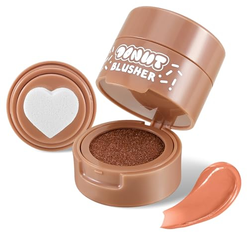 Boobeen Flüssige Erröten Kompakt mit Luftkissen, Aufbaubare Mischbare Weiche Creme Erröten Makeup für Wangen, Stempel Erröten mit Herzförmigen Applikator, Dewy Finish