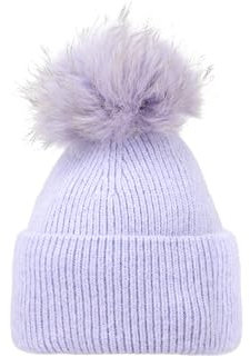 QUEEN HELENA Wintermützen Fellhut mit Weichem Fell Cloche Warme für Damen CP304 violett, One Size