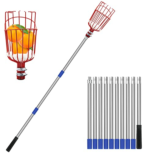 Raccoglitore di Frutta, Fruit Picker, Raccogli Frutta olive cachi mela arancia, Raccoglitrice con Palo in Acciaio Inox Leggero