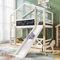 LATICO Hausbett Hochbett Kinderbett für Kinder, Kiefernholz Hausbett, Etagenbett Baumhaus Platzsparendes Kinderbett Baumhaus mit Schublade und Rutsche, Rausfallschutz Bett 90x200, Ohne Matratze