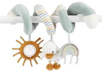 Spielzeugspirale Ente Edda Lou, Activity Spielzeug zur Befestigung an Babyschale, Kinderwagen oder Laufgitter