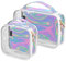 Lot de 2 trousses de toilette de voyage transparentes, motif licorne arc-en-ciel, marbre, holographique, trousse de maquillage, trousse de toilette portable en PVC étanche pour homme et femme, A2131,