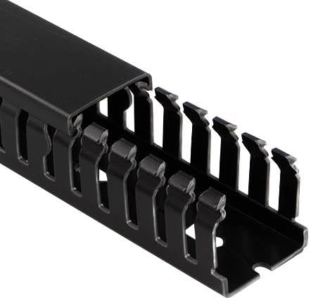 OPEN SLOT DUCT, PVC, BLK, 75X37.5MM, PK8, Cable Management, Raceway & Duct (09860000Y) Pack of 8