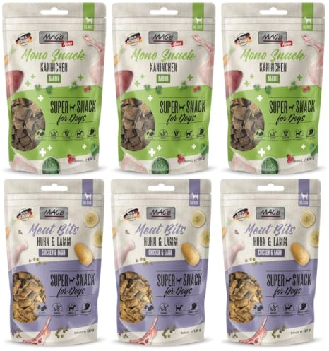 Mac's Dog Gesunde Snacks für Hunde, 6 x 120 g, sortiert (3 x Huhn und Lamm 3 x Kaninchen)