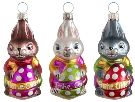 Glas-Osterhase Gustav mit Ei (Set)