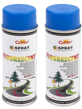 VE-INDUSTRIES 2x Sprühlack Leuchtspray Neon blau Lackspray 400ml Leuchtfarbe Matt Signalspray