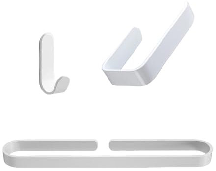Weißes Badezimmer-Zubehör-Set, Toilettenpapierhalter aus Aluminium, nagelfreie Wandmontage, Küchen-Hardware, Handtuchhalter, Taschentuchhalter mit Einzelhaken, Weiß, 50er-Set