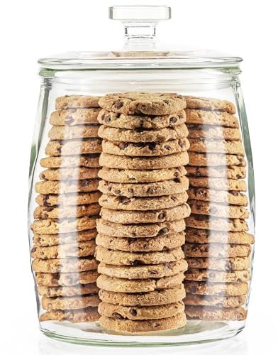 kitchentoolz 1 Gallon Glass Cookie Jar with Airtight Lid - Large Storage Container for Candy, Flour, Sugar, Pet Food & Dog Treat Canister - Pack of 1