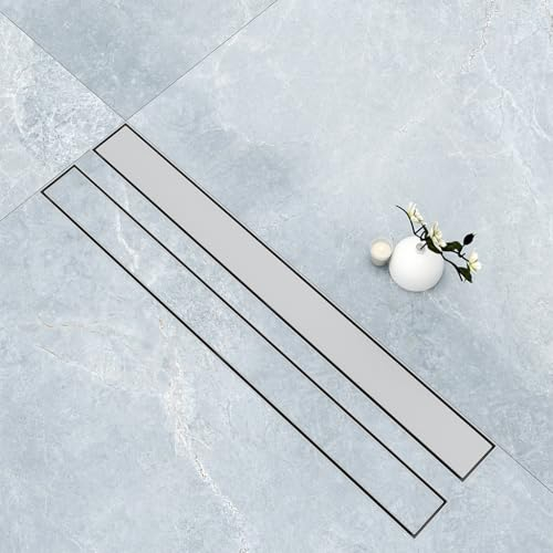 Canalina doccia a pavimento 110cm con panello piastrellabile in acciaio inox AICA ITALY scarico doccia 2-in-1 spazzolato