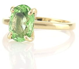 Grüner Turmalin Solitär Oval Ring - Oktober Birthstone Edelstein Ring mit Grünen Prong Fassung - Elegant und Einzigartig