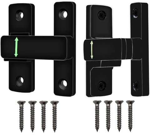 Sliding Barn Door Lock, 90/180 Degree Heavy Duty Flip Luminous Gate Latches,Thickened Anti-Rust Hasp Latch for Barn Doors,Garden, Bathroom, Outdoor, Garage, Window (Black,2 Pack)