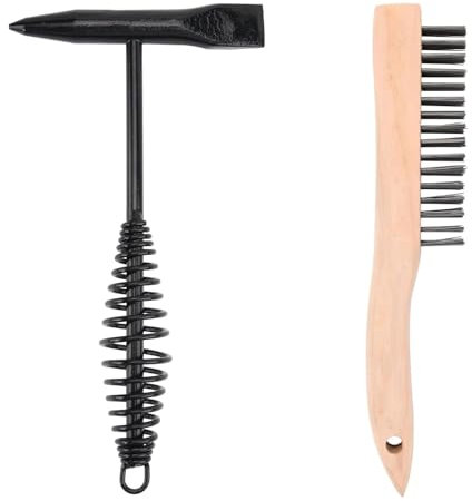 Martillo de soldadura con mango de resorte helicoidal, cono y cincel vertical (martillo y cepillo)